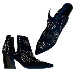 Jeffrey Campbell Suede Gold Studded Boots Size 9.5